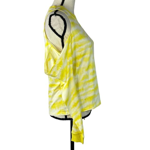 INC Earth Small Top Long Sleeve Stretch Tie-Dye Crew Neck Cutout Shoulder Yellow - Picture 3 of 8